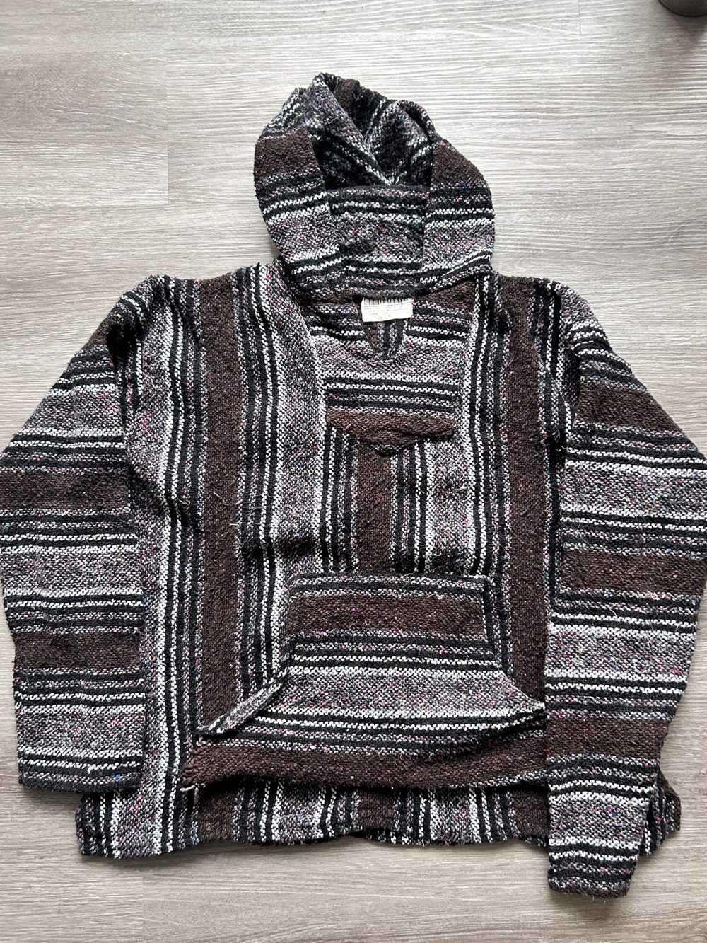 Vintage Cien Fuegos Baja stripe pullover hooded shirt - size XL